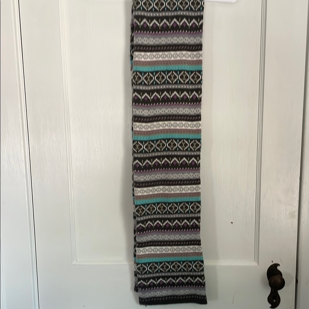 dELiA*s Striped Knit Scarf in Gray and Purple